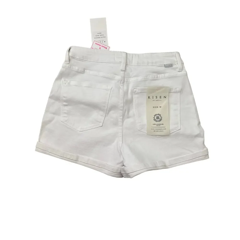 NWT Risen Jeans White Tummy Control High-Rise Denim Shorts Size Medium